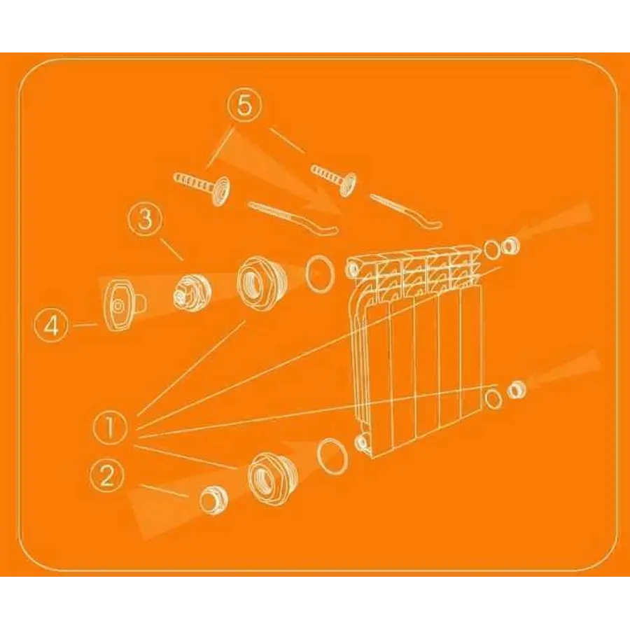 Комплект футорок секционного радиатора CRISTAL NR-2016 1/2 "с 3-кронштейнами (HT 416)