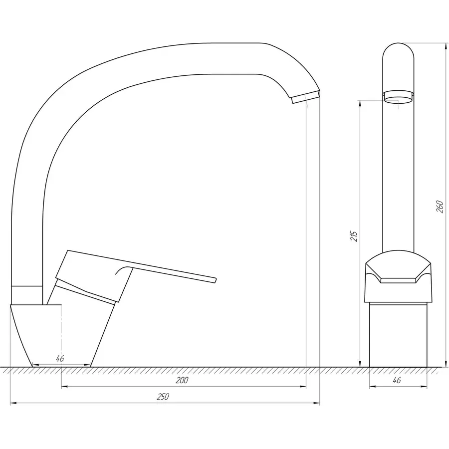 Змішувач для кухні BRAVO ZENITH BS-42-203S боковий, латунь, на гайці