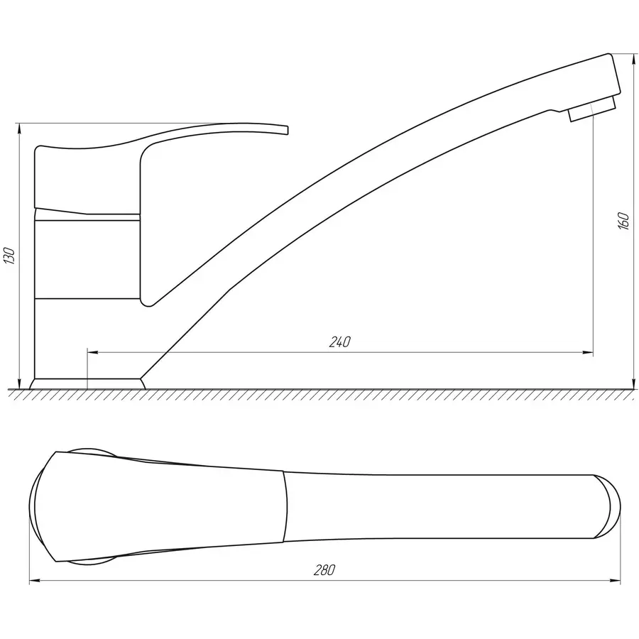 Кухонный смеситель стальной Globus Lux QUEENSLAND GLQU-103BIG
