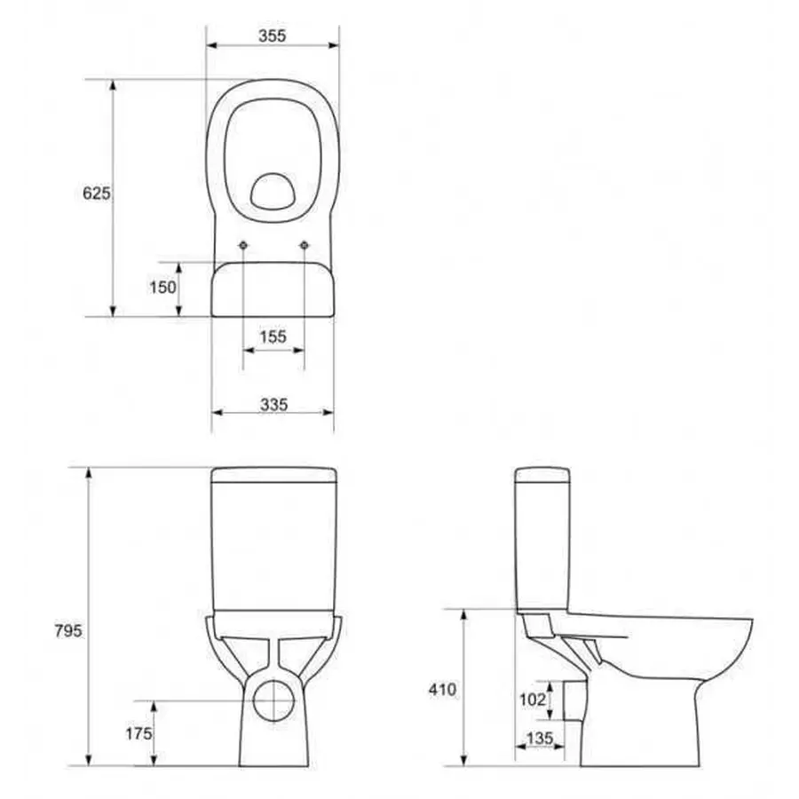 Компакт Cersanit 71 FACILE 011 3 / 6л, низ, гориз., Комплект с крышкой лифт