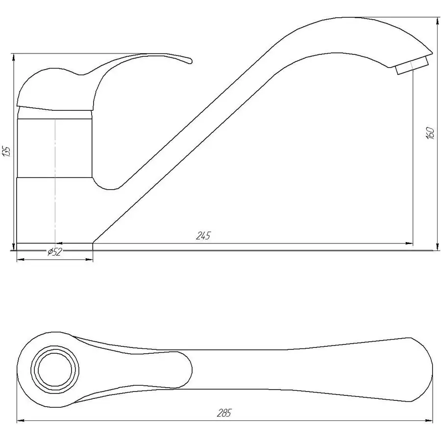 Змішувач для кухні CRISTAL Omega GOM-111 латунь Литий Вилив