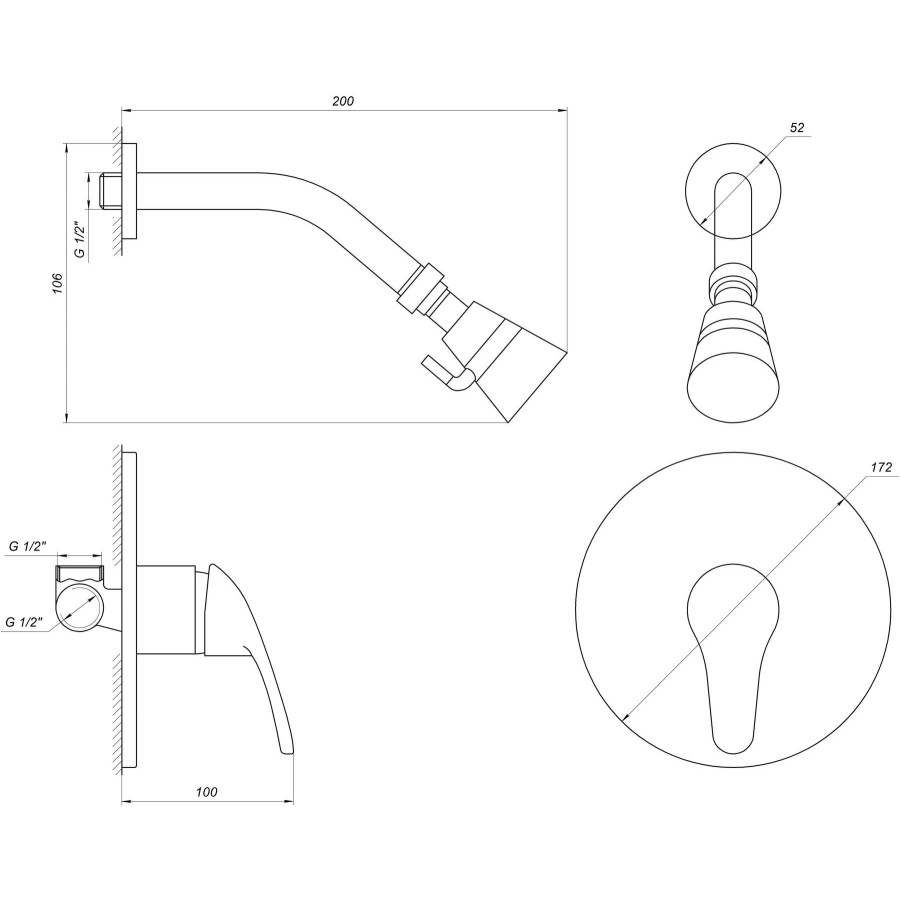 Змішувач для душу Globus Lux SOLLY GLSO-0105S