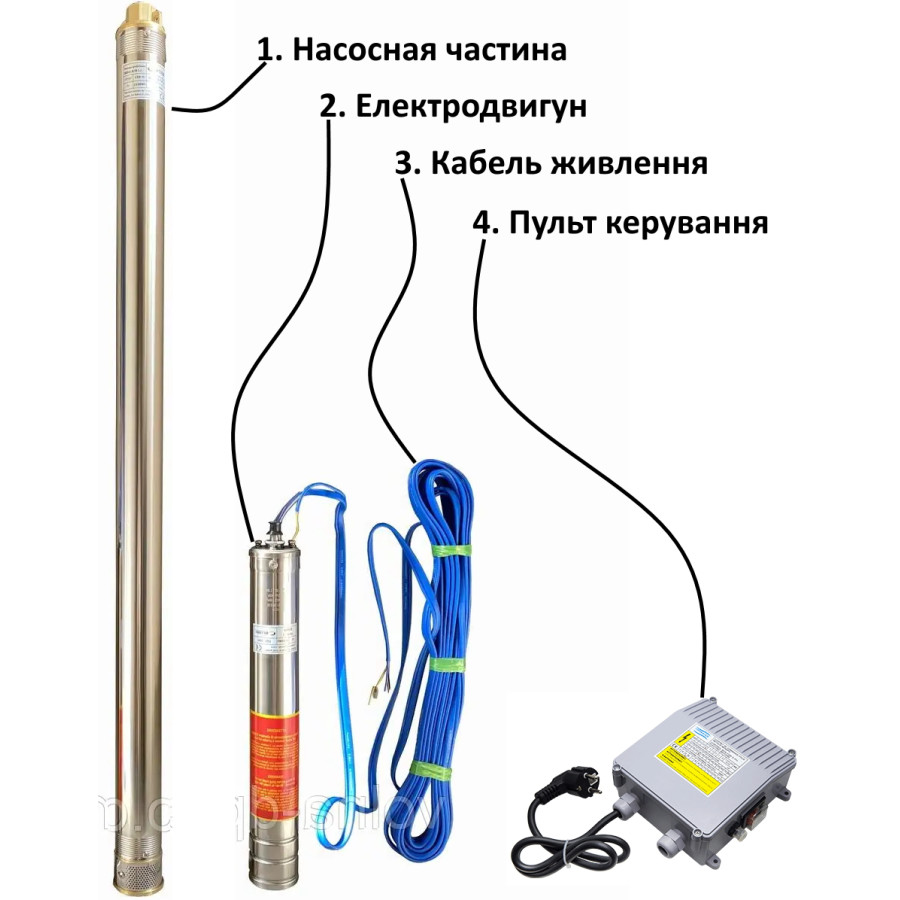 Насос свердловинний з підв, стійк, до піску 3″ OPTIMA 3SDm1,8/11 0,25 кВт 45м + пульт+кабель1,5мNEW