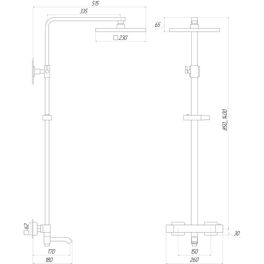 Душова система Globus Lux Termostatic Q VAN-GLQ-0041T-BB