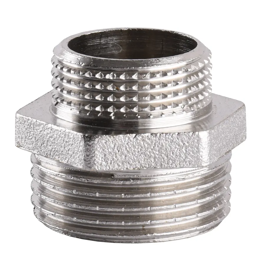 Ніпель редукційний нікельований 1″ЗР х 3/4″ЗР штампований А0512А(нк)