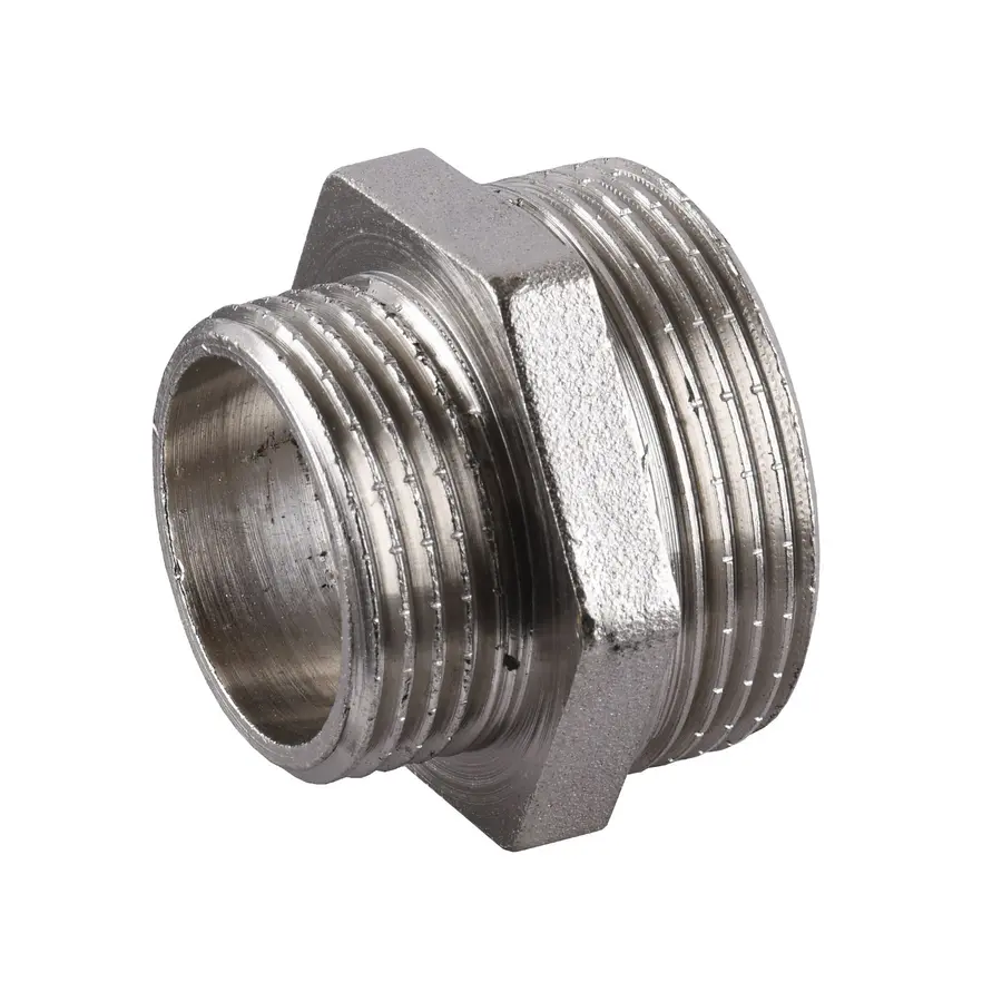 Ніпель редукційний нікельований 1″ЗР х 3/4″ЗР штампований А0512А(нк)