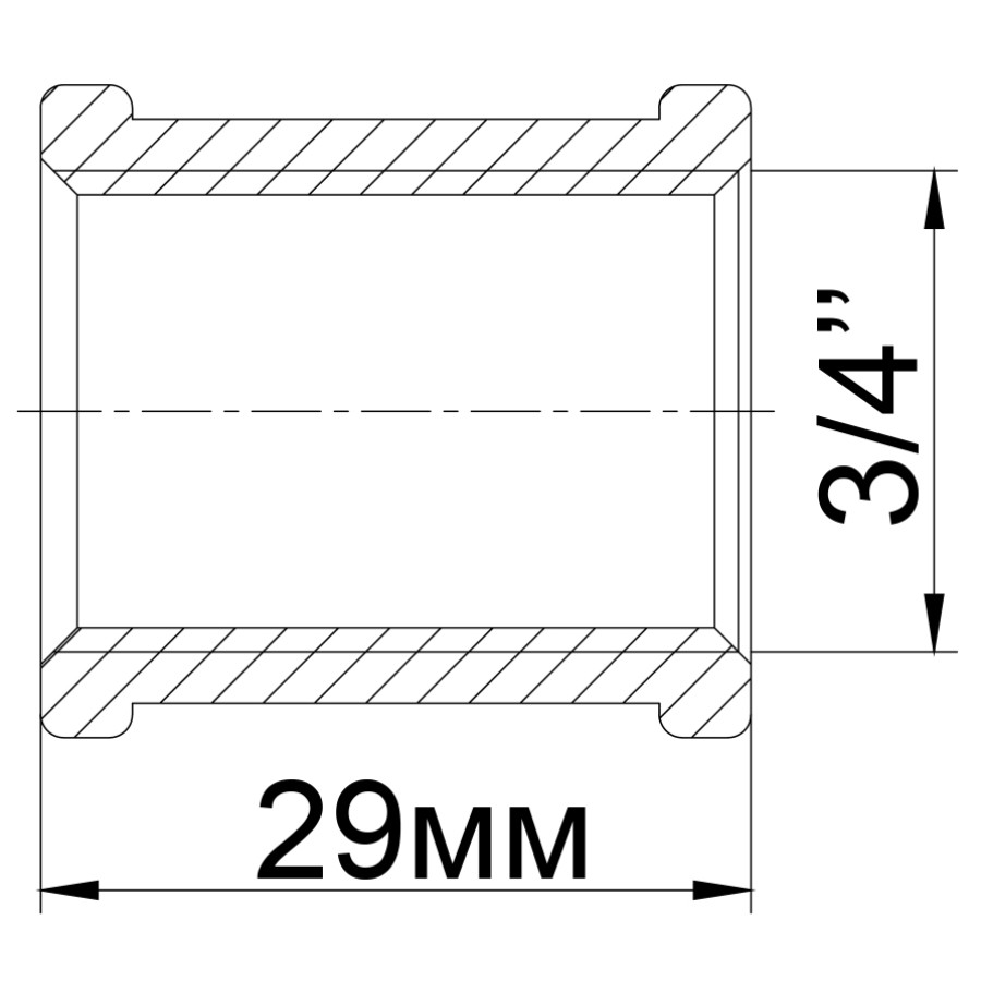 Муфта нікельована 3/4″ВР х 3/4″ВР ливарна А0302А(нк) VA