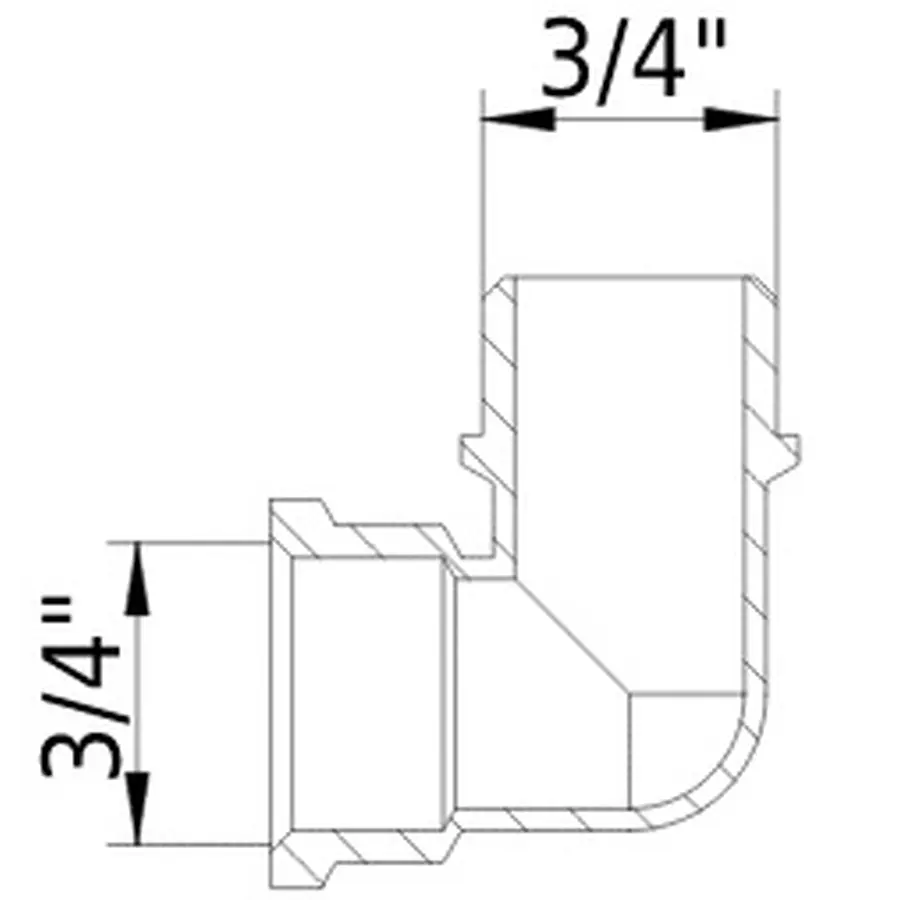 Кутник нікельований 3/4″ВР х 3/4″ЗР штампований А0120-1А(нк) VA