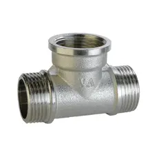 Трійник нікельований 3/4″ЗР х 3/4″ВР х 3/4″ЗР штампований А0253А(нк) VA Трійник нікельований 3/4″ЗР х 3/4″ВР х 3/4″ЗР штампований А0253А(нк) VA