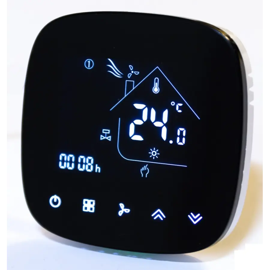 Термостат квадратний сенсорний чорний, 2 канали /HESSWAY/