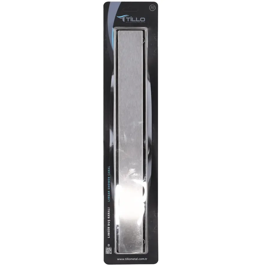 TM101-50-TILLO Трап Нерж.SUS304 з нерж. решіткою100х500, DN 50,сухий затвір без сифону, Туреччина