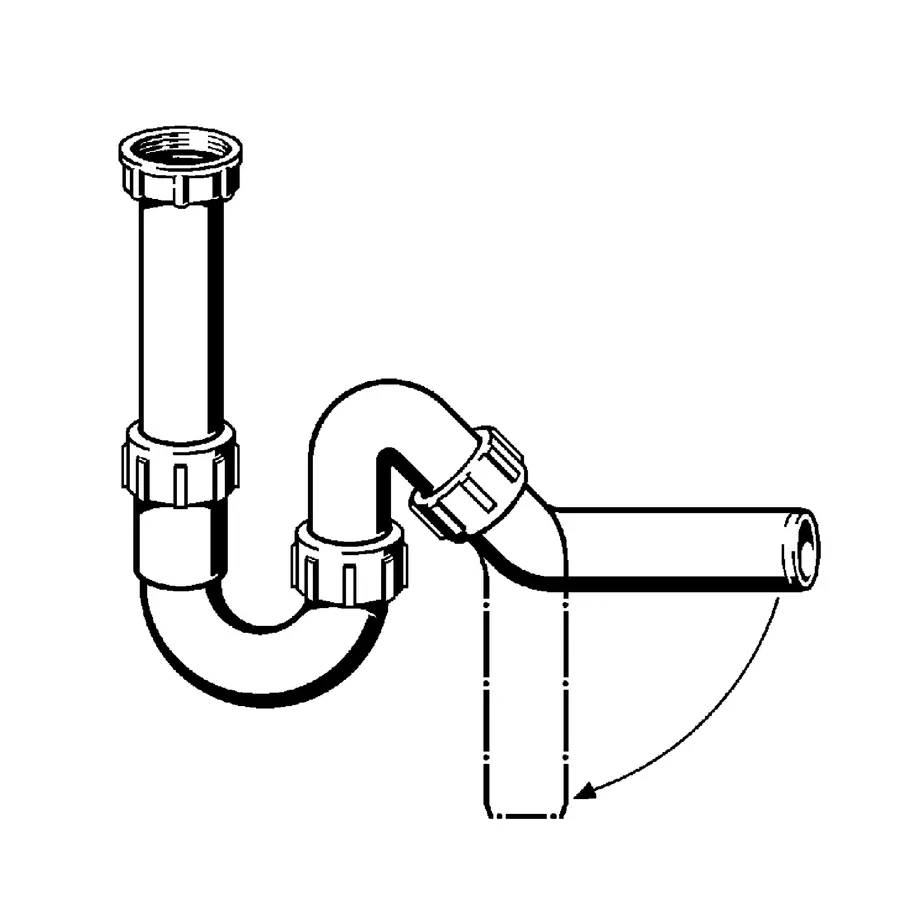 Сифон для раковини VIEGA 1 1/2″х40 без патр. 45° пластик білий трубний б/г 102821