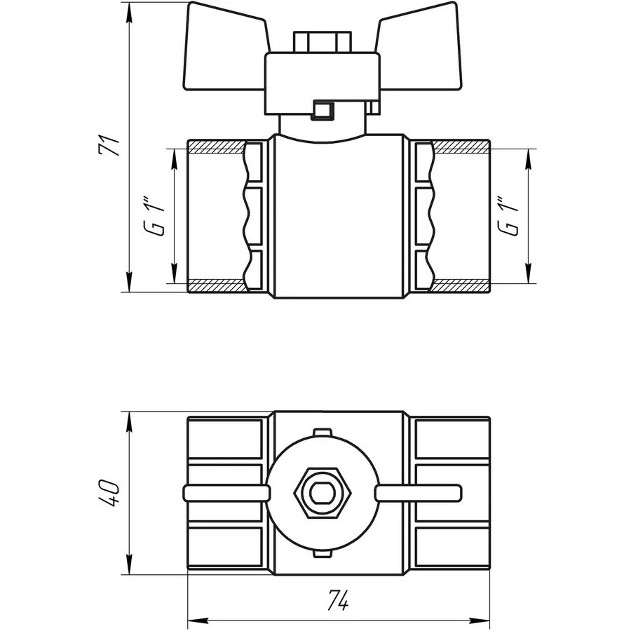 Кран кульовий прямий Q PROFESSIONAL 1″ ВВ КБ PN40 QP151