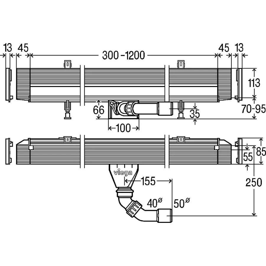 Корпус для душового лотка Advantix Vario (плоский h-70 мм) 30-120 см 736736