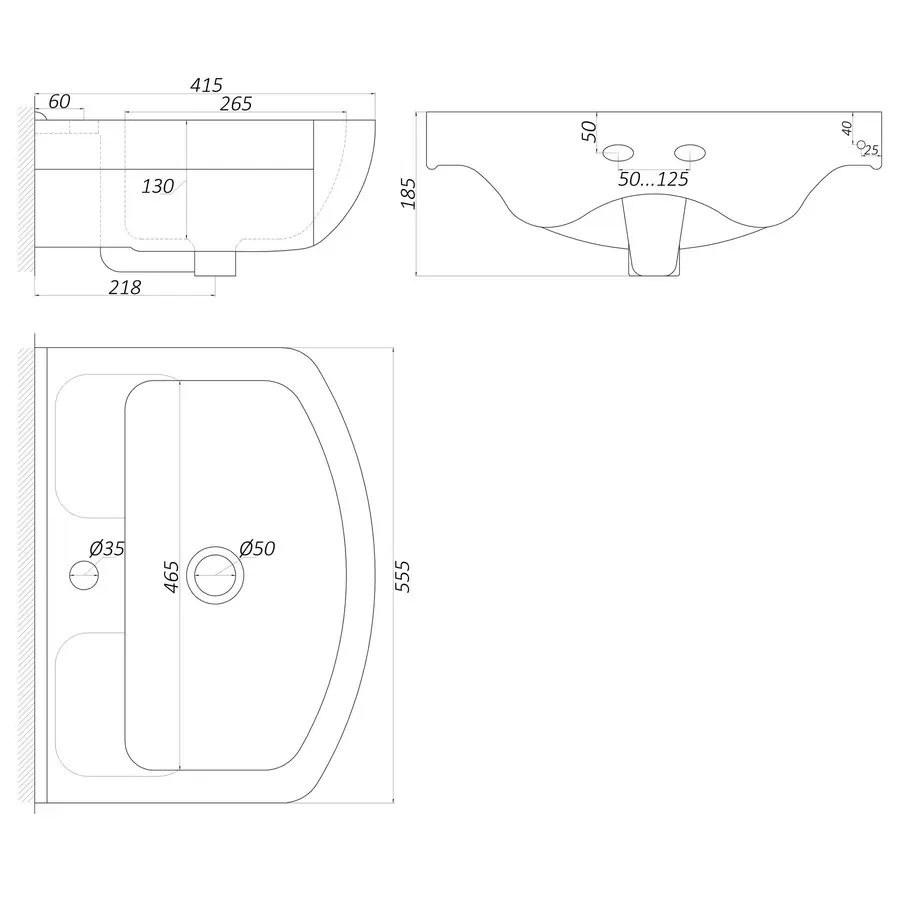 Умивальник Ізео-55 меблевий (Дніпрокераміка)