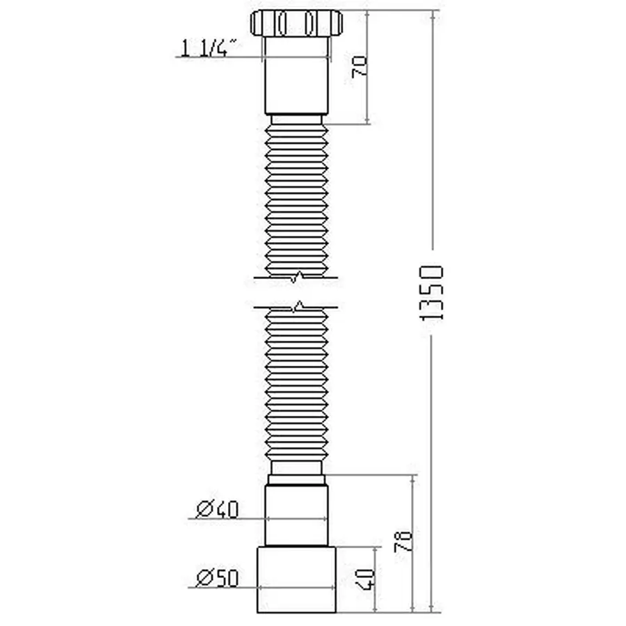 Гнучка труба Waterstal АС-10152 1 1/4″х40/50 з гайкою 1350мм