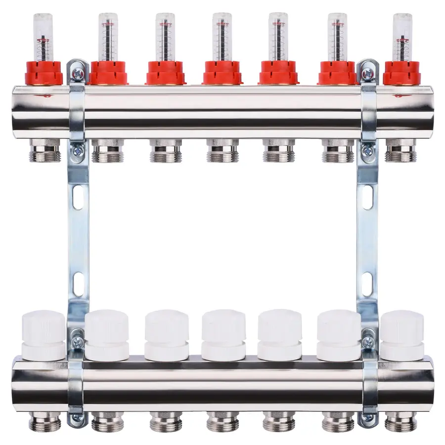 Коллектор с измерителем затрат, регуляторами и креплением ECO 001A 1 "x7