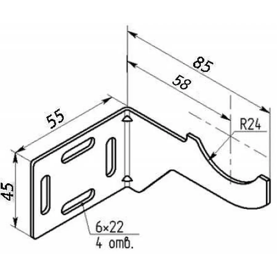 Кронштейн секционного радиатора CRISTAL NS-1013 угловой белый 85x56x48мм (кратно 2)
