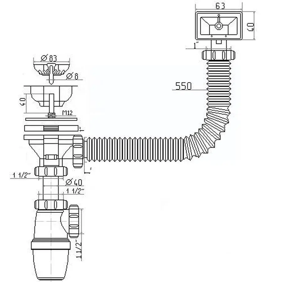 Сифон для кухонної мийки Waterstal А-5007