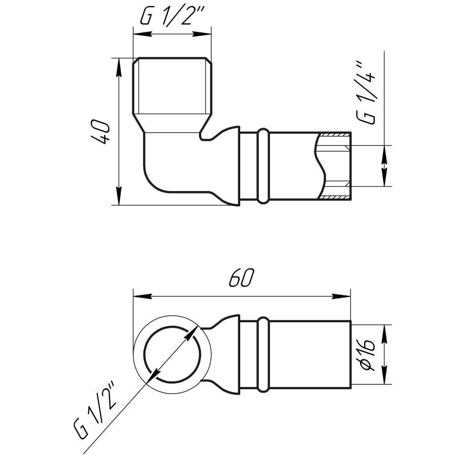 Кутник із зовнішньою різьбою прес APE ITALY AP 153 1/2″х16