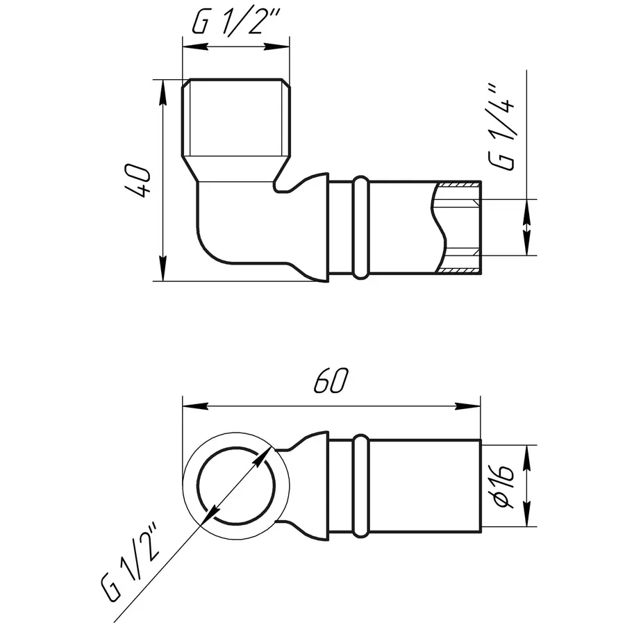 Кутник із зовнішньою різьбою прес APE ITALY AP 153 1/2″х16