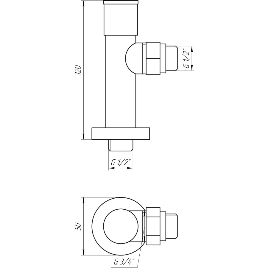 Кран вентильный угловой с американкой SOLOMON LUX 1/2 "CHROM 7777 (2шт. КОМПЛЕКТ)