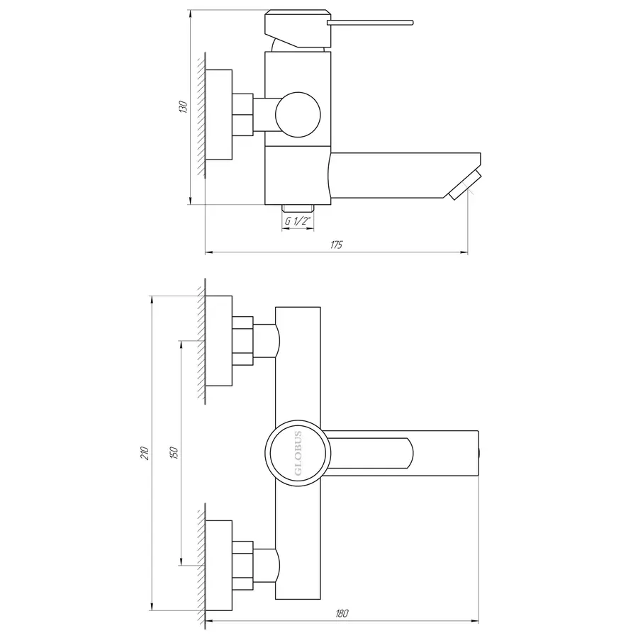 Змішувач для ванни Globus Lux WIEN SBT2-102N