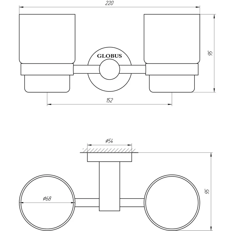 Стакан подвійний Globus Lux SS 8428 SUS304