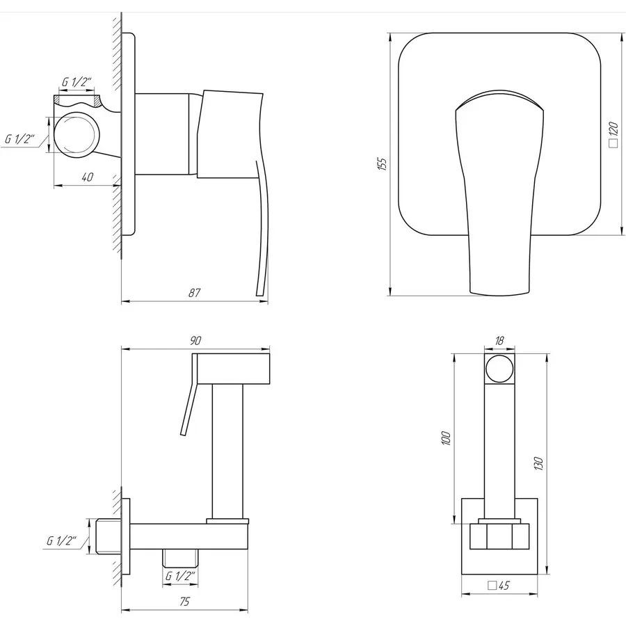 Смеситель гигиенический Globus Lux GLQU-0110-Q