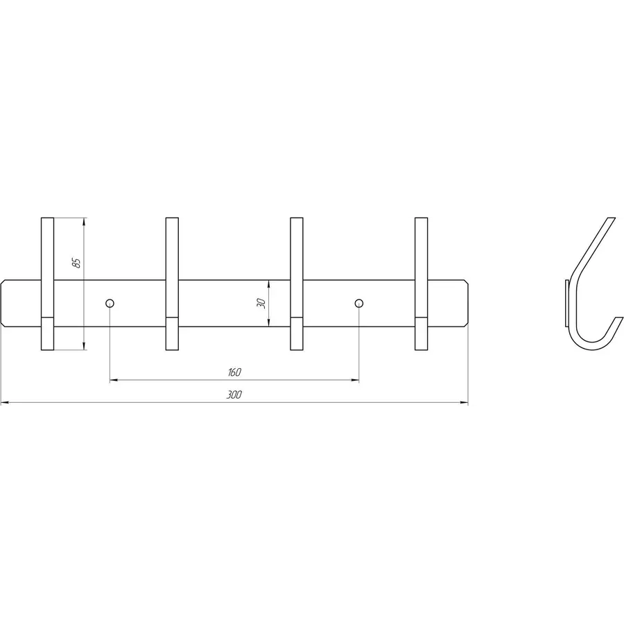 Планка SQ9435-4 - Квадро четвёртый с крючками двойными НЕРЖ-SUS304- (Globus Lux)