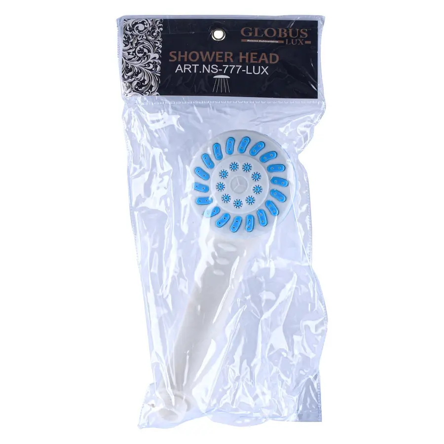 Душевая лейка Globus Lux NS-777-P, бело-голубая, в упаковке