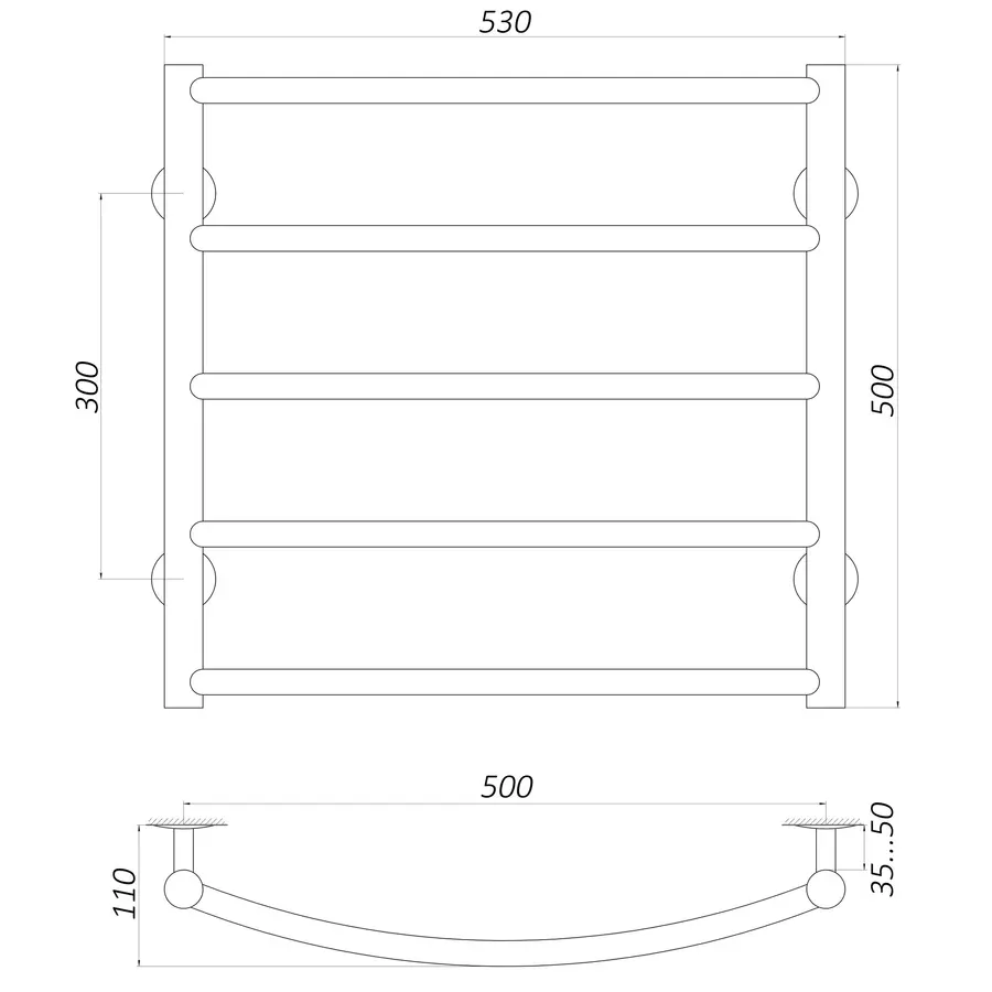 Рушникосушарка UNIO LD W 500-500-5 Драбинка Дуга вода