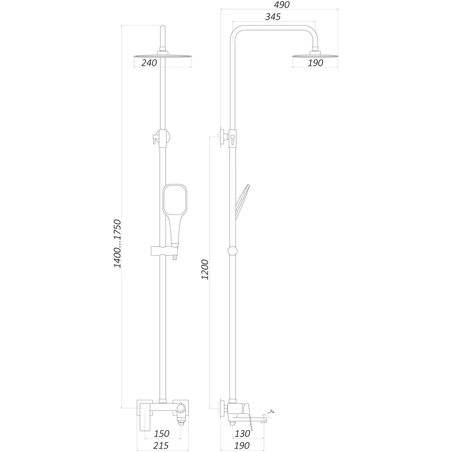 Душова система TOPAZ ODISS TO 18102-H52-BL