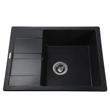 Гранитная кухонная мойка Globus Lux ONE черный металлик 650х500мм-А0001