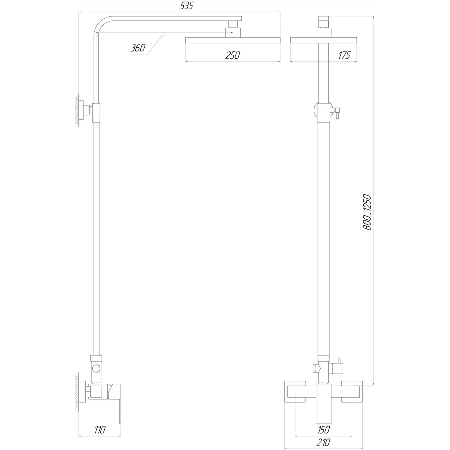 Душова система Globus Lux SICILIA SBQ-SH-125-BB