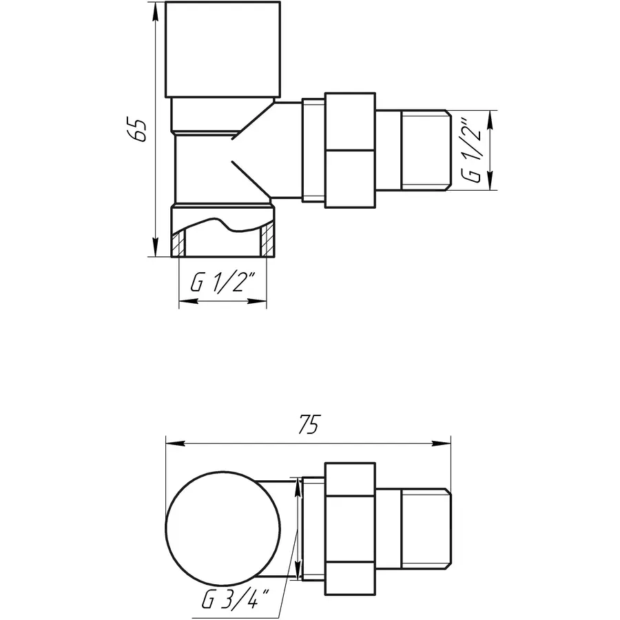Кран вентильный с американкой1/2″ угловой п/ключ CHROM Art. 1844 Solomon