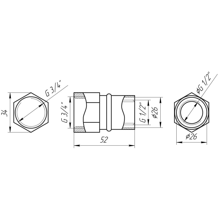 Муфта із внутрішньою різьбою прес APE ITALY AP 102 3/4″х26