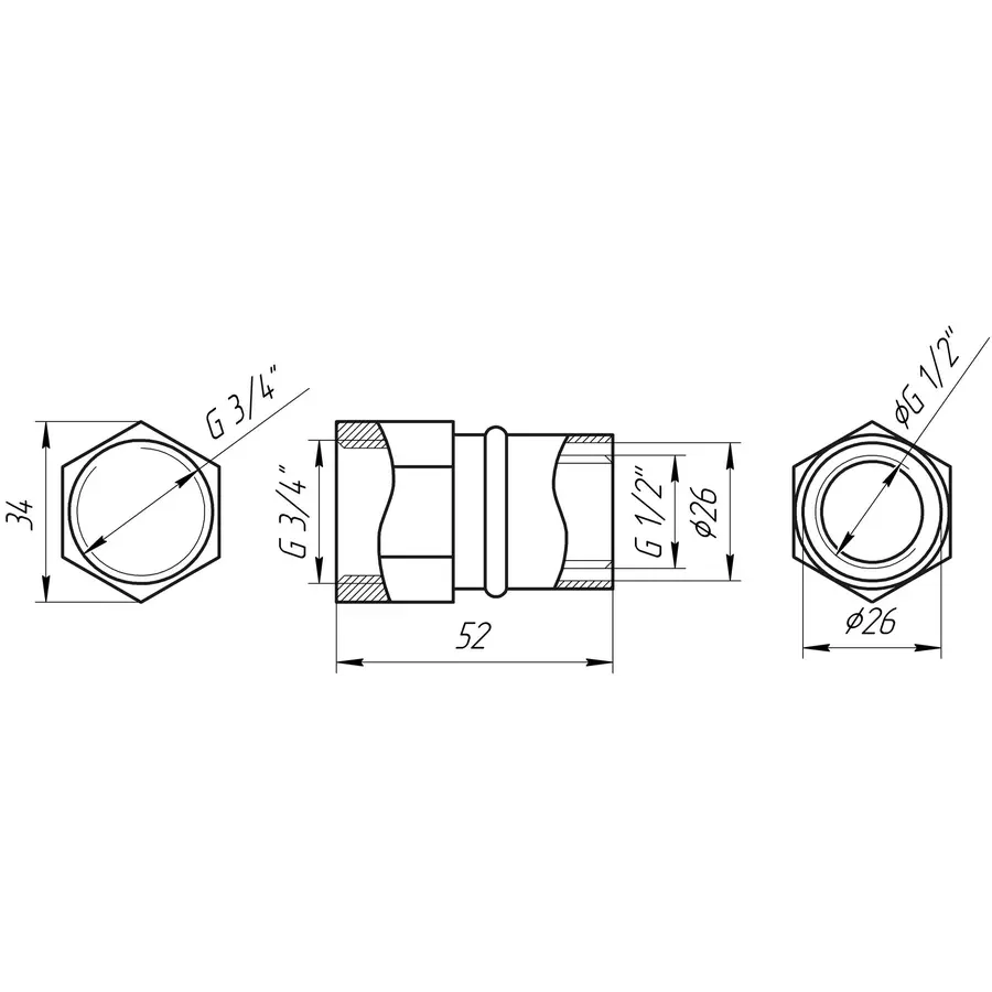 Муфта с внутренней резьбой пресс APE ITALY AP 102 3 / 4х26