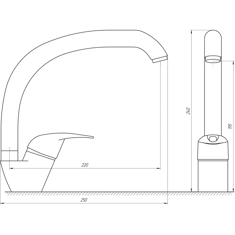 Кухонный смеситель стальной Globus Lux Sena GLS-203S