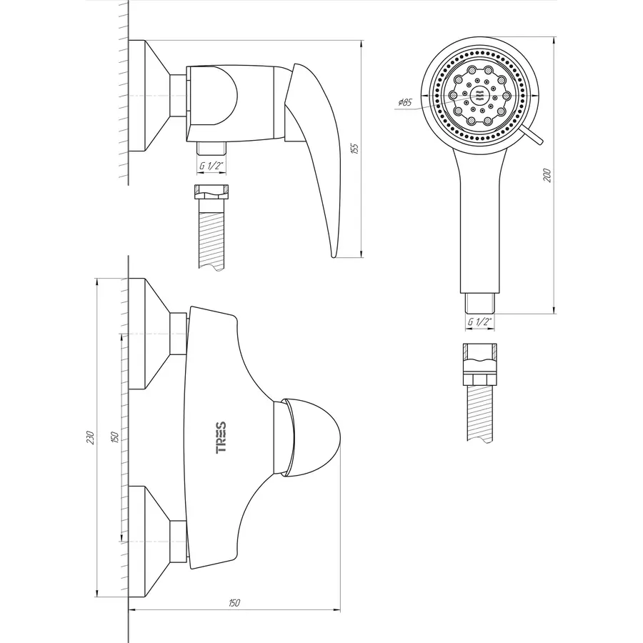 Змішувач для душу TRES STYL 143568