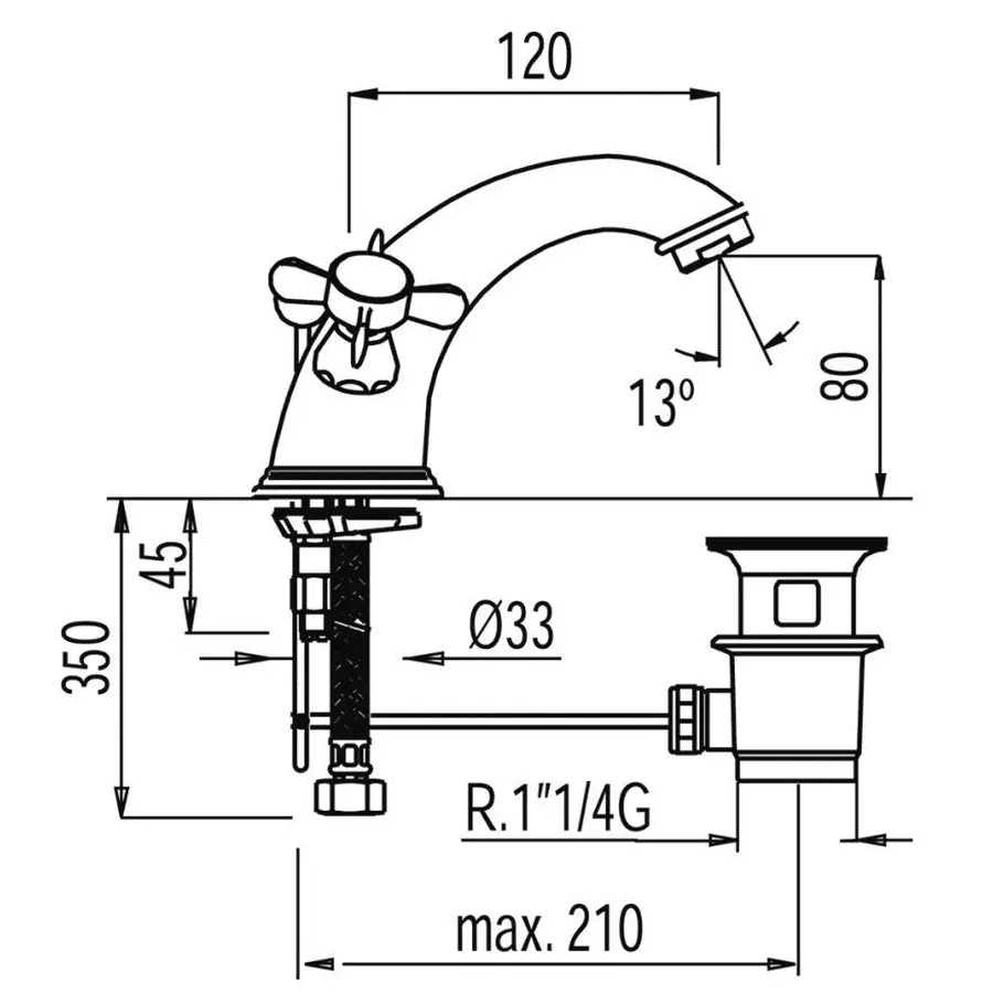 Змішувач для умивальника TRES RETRO 5291030161