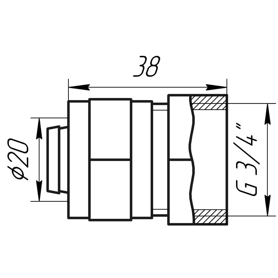 Муфта с внутренней резьбой APE ITALY 702 L 3 / 4x20