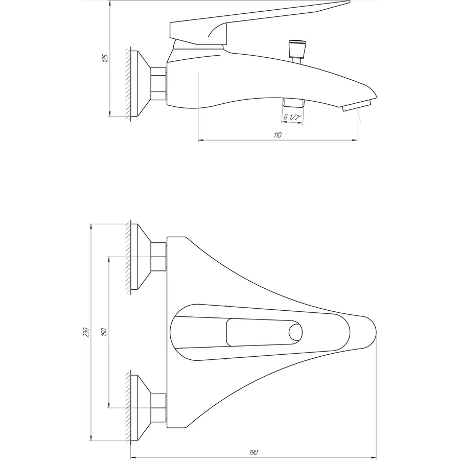 Смеситель для ванной CRISTAL Favorit NEW GNFF-102 латунь в комплекте