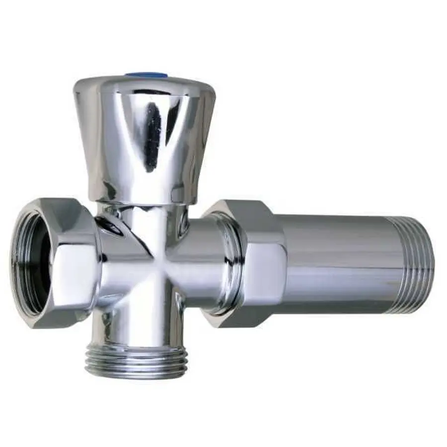 Кран вентильний для пральної машини Q PROFESSIONAL 3/4″x3/4″x3/4″ з подовжувачем NV-QP170