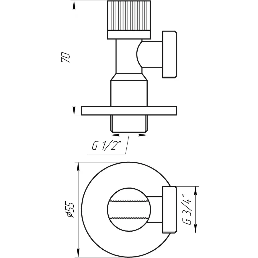 Кран кульовий кутовий SOLOMON 1/2″х3/4″ A7032