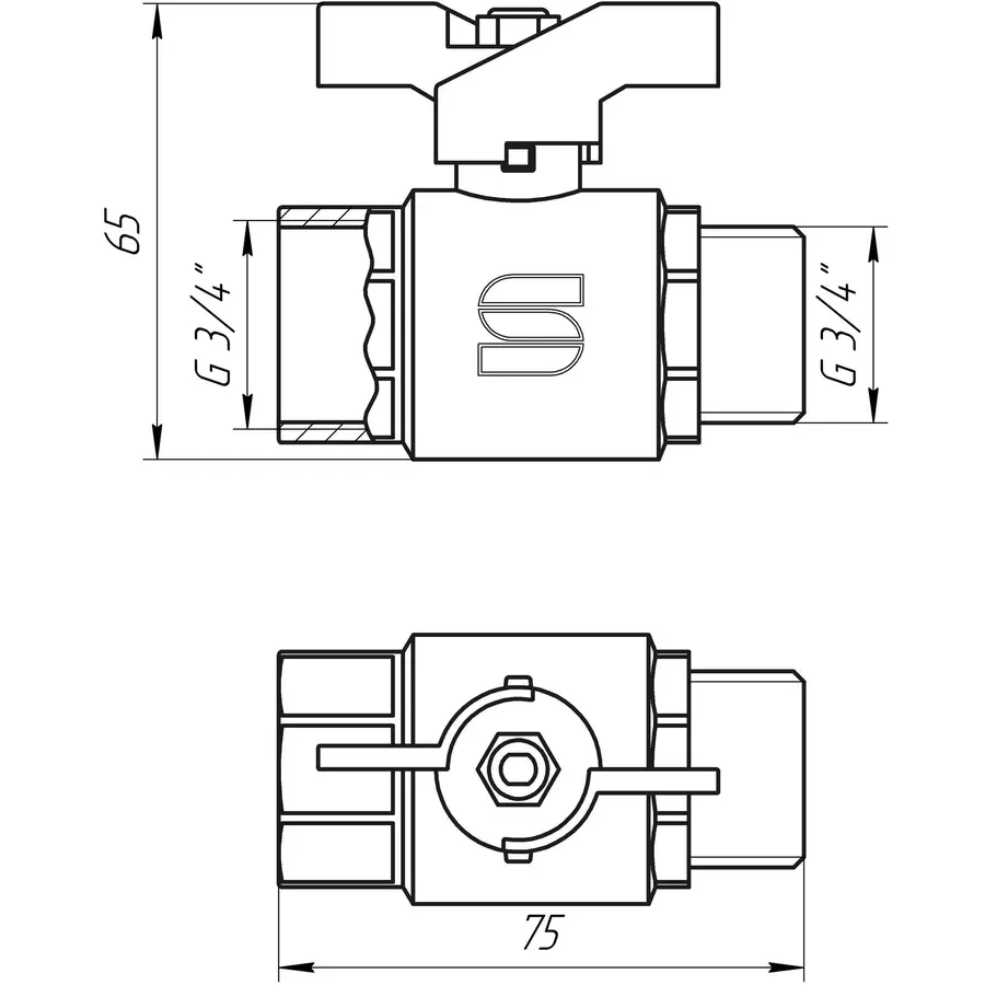Кран шаровой прямой SELBA 3/4 ЗВ КБ SL1508