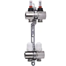 Колектор з вимірювачем витрат, регуляторами та кріпленням ECO 001D 1″x2