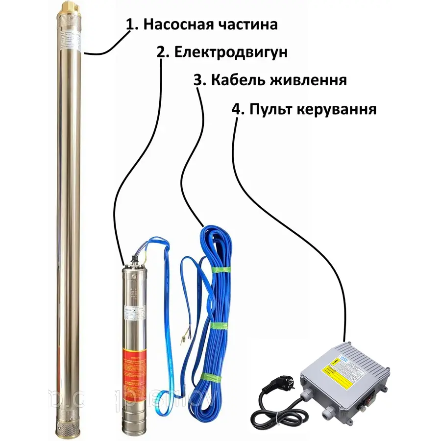 Насос свердловинний з підв, стійк, до піску 3″ OPTIMA 3SDm1,8/15 0,37 кВт 61м + пульт+кабель1,5мNEW