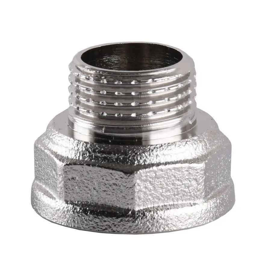 Перехідник редукційний нікельований 3/4″ВР х 1/2″ЗР штампований А0603А(нк)