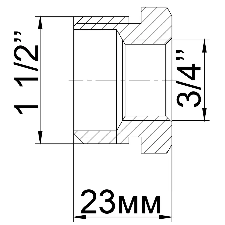 Футорка нікельована 1 1/2″ЗР х 3/4″ВР штампована А0753А(нк) VA